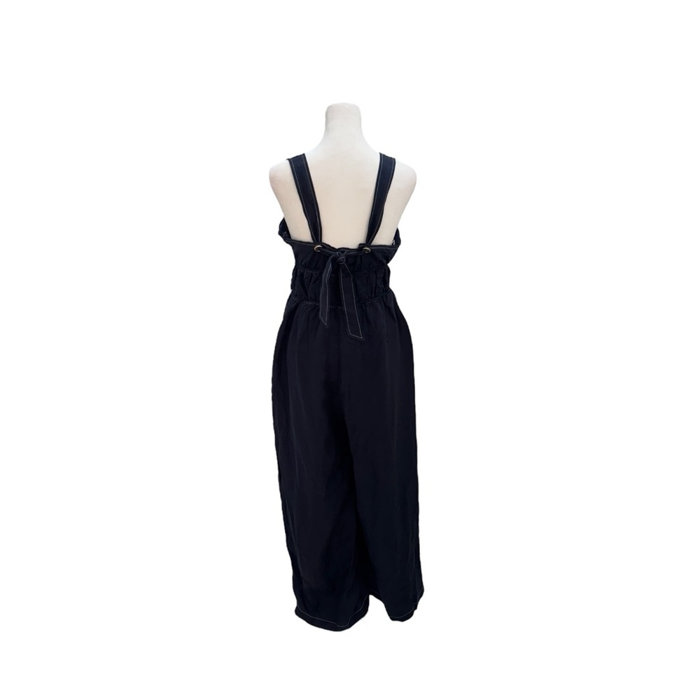Sancia The Oda V Neck Elegant Navy Blue Smocked Linen Tencel Jumpsuit NWTA - Picture 6 of 9